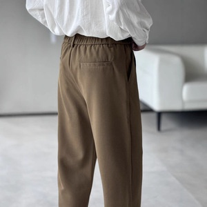 <span class=keywords><strong>Pantalon</strong></span> décontracté pour <span class=keywords><strong>homme</strong></span>, nouveau, kaki, coupe droite, ourlet retroussé, extensible, coupe slim, polyester et coton, avec décoration de poche, lavé - Product Image 3