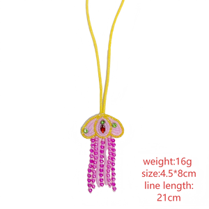 RTS-6 Handgemaakte strass-parelversierde kwallenapplicaties hangende touwpatches kristallen tasband met kwast - Product Image 6