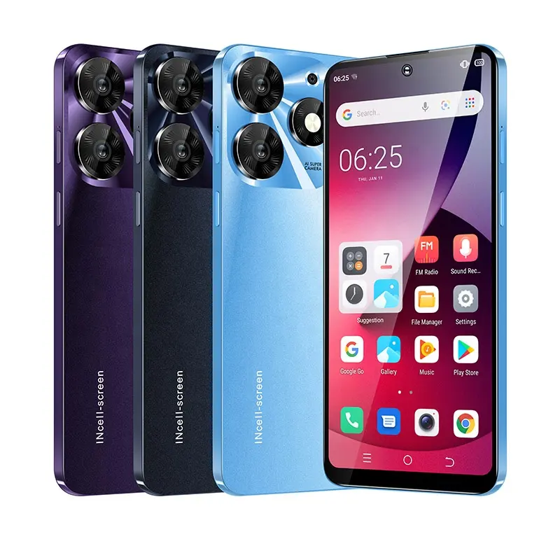 Teléfono inteligente barato 3G y 4G 6,5 "Pantalla grande Android 9,1 GPS Dual SIM 4G LTE Smartphone 3GB RAM 64GB ROM