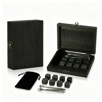 Shunstone Fabricant de pierres de whisky polies naturelles réutilisables en gros coffret cadeau dans une boîte en bois noire