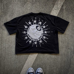 Logotipo personalizado 300GSM Streetwear Box Cut camiseta Heavyweight Cropped Top camiseta gráfica de algodón de gran tamaño Boxy Fit camiseta hombres - Product Image 6