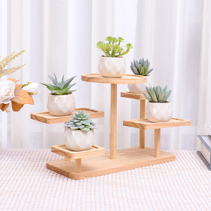 Expositor creativo de madera maciza, expositor para aperitivos y plantas suculentas, expositor tipo puesto con escalones - Product Image 3