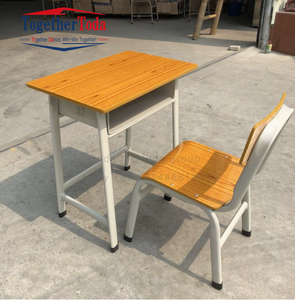 Ensemble de chaises d'écolier robustes et très vendues, avec bureau individuel, structure métallique, plateau en MDF, porte-stylo et porte-sac - Product Image 2