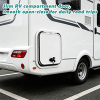 Porte de compartiment RV à ouverture supérieure JDA avec charnière supérieure, coins arrondis, ABS PP blanc, pour caravane, camping-car, remorque de voyage, coffre à bagages