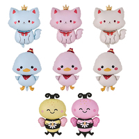 Ballons en aluminium en gros, motifs animaux de dessin animé mignons (Couronne, Chat, Canard, Abeille), pour décoration murale de fête d'anniversaire d'enfants et de baby shower