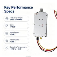 Module amplificateur de puissance RF 2485 2500 MHz 13W 25W 50W, sortie personnalisable, boîtier en alliage d'aluminium pour application de sécurité en basse altitude