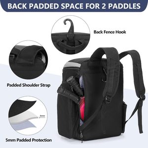 Sac à dos de pickleball gratuit, sac de sport pour raquettes et accessoires de pickleball, poches isothermes - Product Image 2