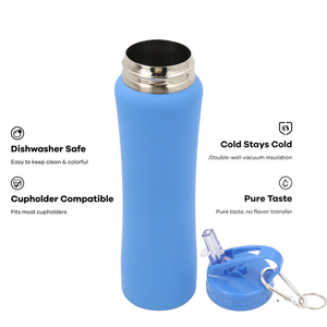 Bouteille d'eau à double paroi sous vide avec logo personnalisé bouteille de boisson sportive en acier inoxydable bouteilles d'eau isolées avec paille - Product Image 4