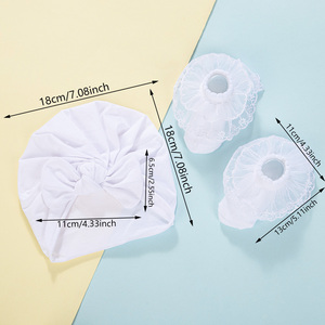 Ensemble pour nouveau-né 2 pièces en coton tricoté Chaussettes pour bébé fille avec dentelle à froufrous Turban Ensemble belle fleur nœud papillon pour bébé de 0 à 12 mois - Product Image 6