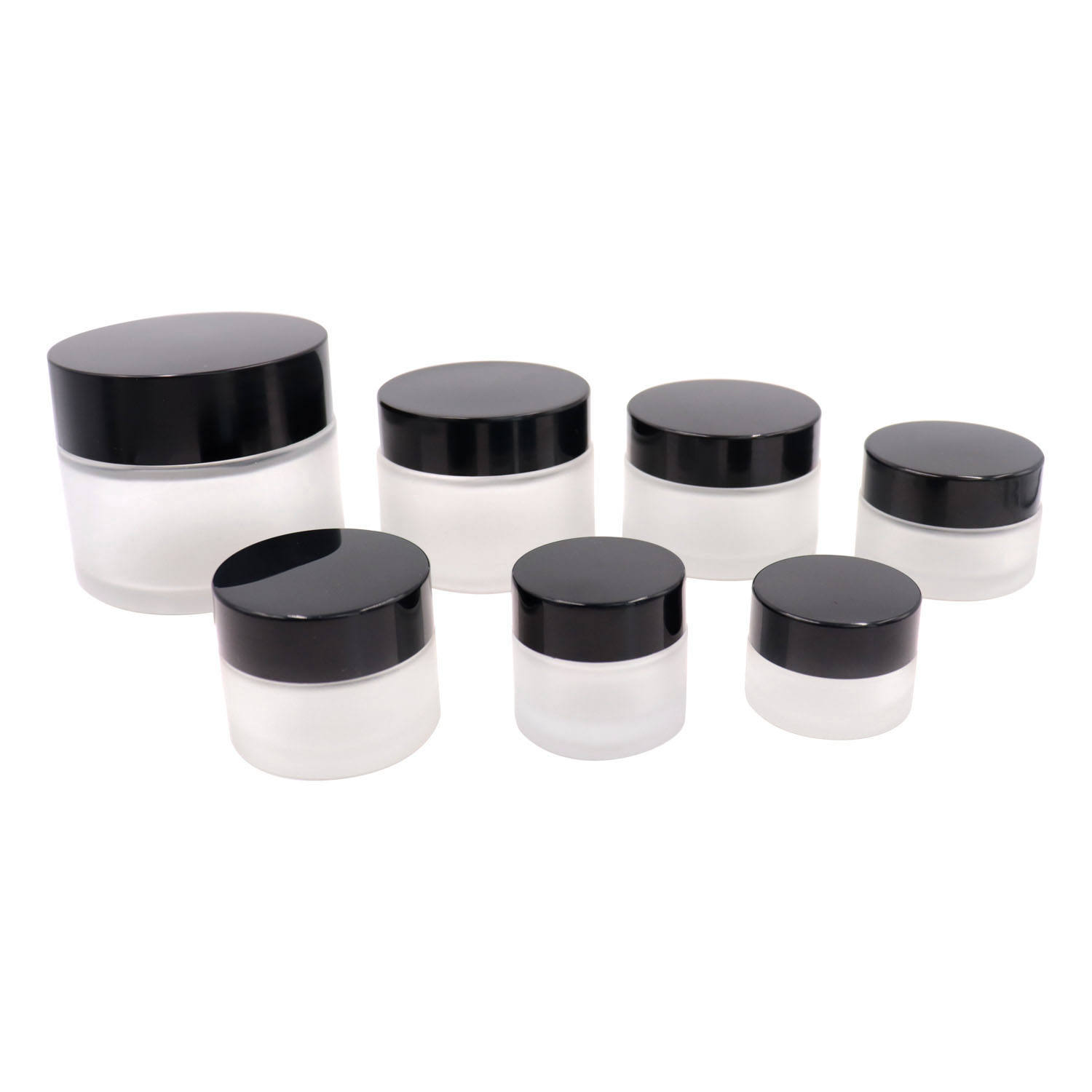 ขวดแก้วฝ้าพร้อมฝาสีดำ