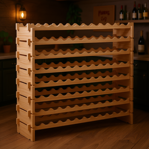 Estante para Botellas de Vino Apilable de Madera Maciza para 96 Botellas, Estilo Natural, Almacenamiento para Cocina o Bar, Modelo D0100X38SHJ - Product Image 2