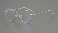 Gafas Ópticas Unisex de Moda en Oferta, Monturas para Diversas Formas de Rostro, Elegantes Monturas de Titanio Dorado de Media Montura Plegables con Lentes AC