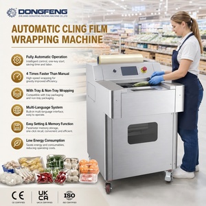 Machine d'emballage automatique de film alimentaire <span class=keywords><strong>pour</strong></span> supermarchés, épiceries, boucheries, emballage de plateaux et sans plateaux, avec plusieurs langues - Product Image 1