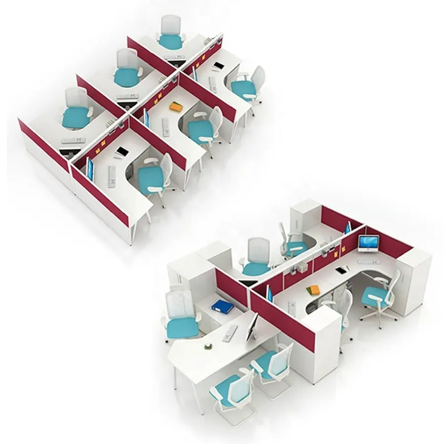 Modulaire Kantoor L Vormige Hoek Bureau Call Center Workstation Voor Open Gebied