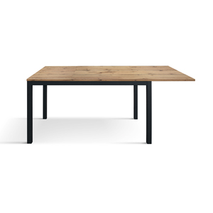 โต๊ะอาหารไม้โอ๊คแบบขยายได้ 140x80 ซม. ฐานเหล็กสีดำ สำหรับใช้ภายใน - Product Image 4