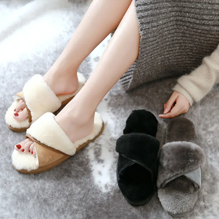 Soft sole women's shearling sheepskin lined slipper