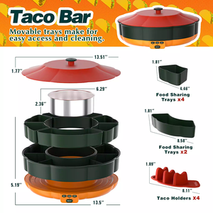 Nouvel Arrivage Kit Taco Tuestday : Support <span class=keywords><strong>à</strong></span> Tacos, Ensemble de <span class=keywords><strong>Fondue</strong></span>, Assiette BBQ avec Fonction Fondoir <span class=keywords><strong>à</strong></span> Chocolat, Plateau <span class=keywords><strong>à</strong></span> Fruits Rotatif Démontable pour Fêtes - Product Image 2