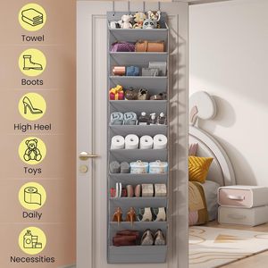 Over The Door <b>Shoe</b> Organizer 10 Tier Hanging Grey Oxford Fabric With Clear Pockets For <b>Shoes</b> Handbags Closet <b>Storage</b> - Product Image 2