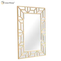 2022 Vxin Luxus Gold Spiegel konsole mit Wand spiegel Champagner Silber Muster Spiegel Konsolen tisch Set Gold für Wohnzimmer