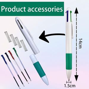 Stylo bille promotionnel personnalisé 4 couleurs en plastique, cadeaux de papeterie de bureau, stylo à bille rétractable multicolore 4-en-1 - Product Image 2
