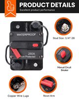 Interruptor de Circuito Manual de Reinicio en Línea de 12V-48V CC, a Prueba de Polvo, Seguro, 30A 60A 150A 100A 200A 250A 300A, para Coche, Barco y Embarcaciones Marinas