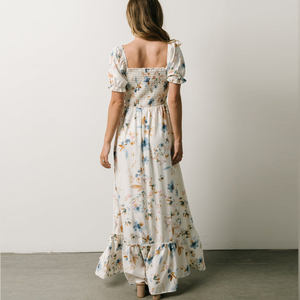 Toptan 2024 Vestidos yaz Elegantes şifon çiçek baskı kadın elbise fransız Maxi uzun kollu bayanlar günlük elbiseler - Product Image 3