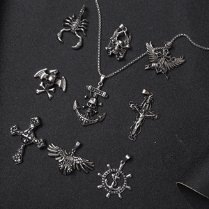 Vintage Herren Jesus Christliche Anhänger Edelstahl Religiöser Schmuck Punk Porträt Engel Anhänger Halskette Silber Herren Totenkopf - Product Image 4
