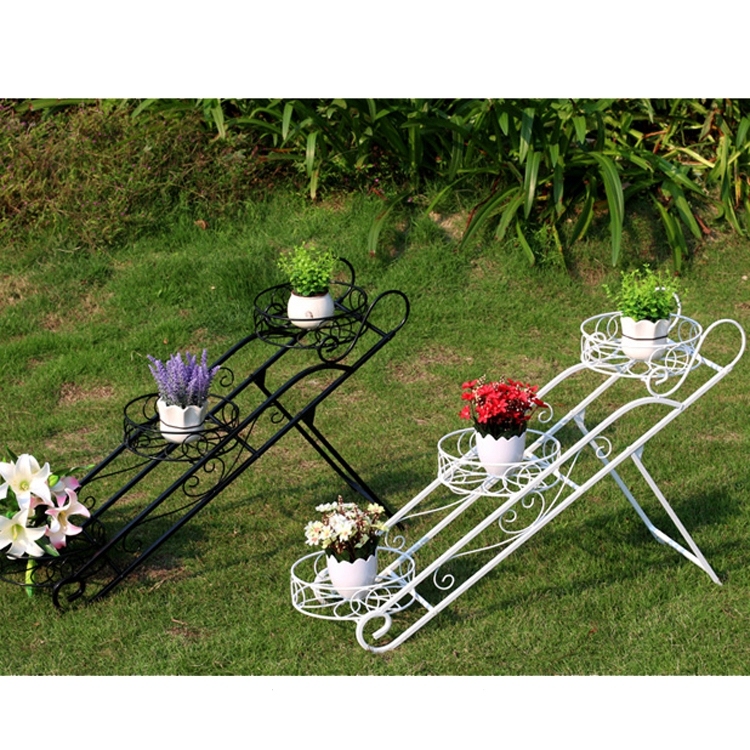 Wholesale Adjustable Indoor Outdoor Metal Iron 3 Tier Flower Plant Stands with Standing Planter Flower Pot rack