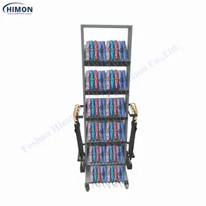 Retail Store Metal 6 Tier Shelf Stand On Wheels For Umbrella Rack Display