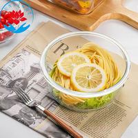 Boîte à lunch ronde en verre micro-ondable en usine et bol en pyrex avec couvercle pour la maison et les plats à emporter