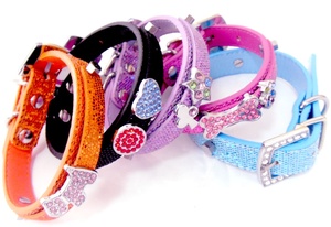 Luxury Rhinestone Dog <b>Collars</b> With Crystal Letters And Buckle Closure In Multiple Colors For Pets - Product Image 3