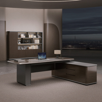Bureau de direction en noyer de luxe, table de bureau personnalisée pour PDG, ensemble de meubles de direction modernes, bureau de PDG écologique, table de direction