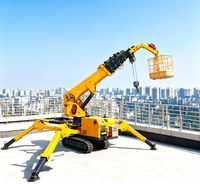 Grue araignée de 3 tonnes avec nacelle pour personnel, stabilisateurs hydrauliques complets pour le nettoyage de fenêtres à grande hauteur