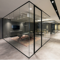 Cloisons de bureau modulaires en verre de haute qualité au design moderne - Cloisons en verre trempé de 12 mm avec cadre en aluminium pour bureau