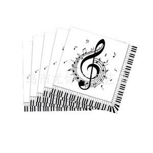 Servilletas cuadradas con notas musicales en blanco y negro, decoraciones para fiestas de cumpleaños, vajilla desechable para eventos temáticos musicales - Product Image 5