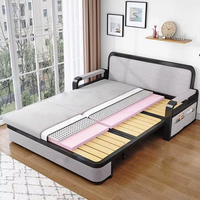 Canapé-lit télescopique double usage en tissu, pliable et multifonctionnel pour salon, ensemble de lit simple sectionnel en bois massif