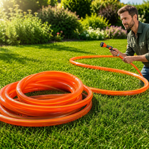 Tuyau d'arrosage flexible en PVC orange 1/2 pouce pour usage extérieur, résistant aux plisements, pression 7 bars - Product Image 1