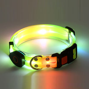 Klassieke eenvoudige rubberen LED-hondenhalsbandlamp, USB-oplaadbaar, knipperend veiligheidslicht, gloeiende halsband voor huisdieren, nachtelijk wandelen, waterdicht, solide - Product Image 1