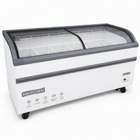 Congélateur coffre commercial HiKitchen avec couvercle coulissant incurvé en verre Low-E, tubes en cuivre haute densité, éclairage LED économe en énergie, 220V