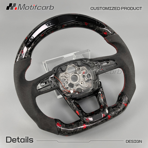 พวงมาลัยคาร์บอนไฟเบอร์สีแดงแบบกำหนดเองสำหรับ Audi S5 RS5 S3 Q5 SQ2 SQ5 Q8 Q7 SQ7 RSQ3 RSQ8 ปี 2017-2024 - Product Image 3