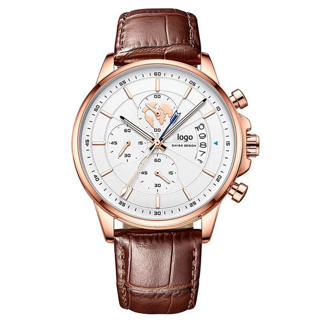 Auto Date Unisex Chronograph Men Watch Quartz Waterproof Complete Calendar Wrist Watches for Men Analog Watch