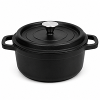 Marmite en fonte émaillée noire mate Senny 26 cm avec couvercle et double poignée – Vente en gros directe usine pour cuisine domestique
