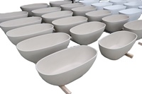 Baignoire autoportante en surface solide durable KKR, baignoire en pierre artificielle