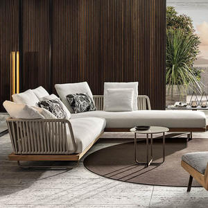 Nuevo diseño moderno aluminio Hotel salón muebles sofá exterior <span class=keywords><strong>terraza</strong></span> jardín sofá en forma <span class=keywords><strong>de</strong></span> L muebles <span class=keywords><strong>de</strong></span> aluminio con mesa <span class=keywords><strong>de</strong></span> té - Product Image 2