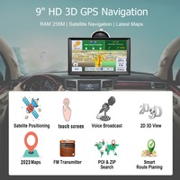 Écran tactile capacitif monté sur voiture 8G + 256M Navigateur GPS portable à grand écran de 9 pouces avec cartes intégrées pour camions et camionnettes
