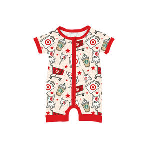 Individuell Bedruckter Unisex Baby Bambus Kurzarm-Schlafanzug mit Reißverschluss, Strampler mit 2-Wege-Reißverschluss - Product Image 4