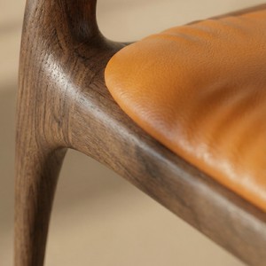 Fauteuil lounge contemporain en bois de noyer, accoudoirs ergonomiques incurvés, finition naturelle à grain ouvert pour la maison, l'hôtel, PISANO - Product Image 5