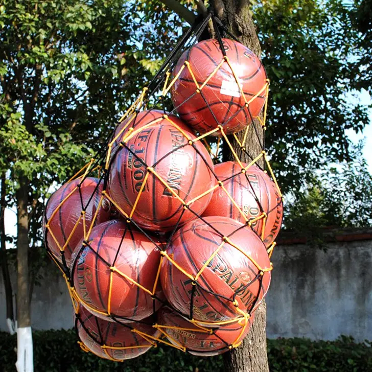 バスケットボール収納バッグサッカーサッカースポーツボールメッシュネットナイロンバッグラージサイズボールキャリーバッグ