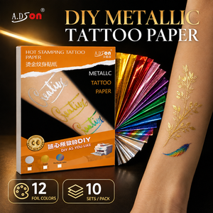 Papier autocollant pour tatouage temporaire, effet doré métallique, imperméable, pour corps et visage, sexy, pour fêtes et mode - Product Image 2