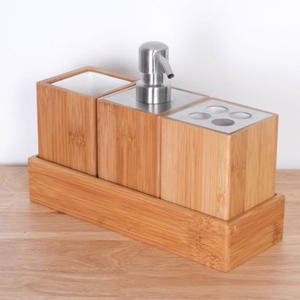 Custom Logo <strong>Bamboo</strong> Bath Storage Box <strong>Set</strong> for Home and Hotel Three-piece <strong>Washing</strong> Toothbrush Mouthwash Cup Collection - Product Image 6